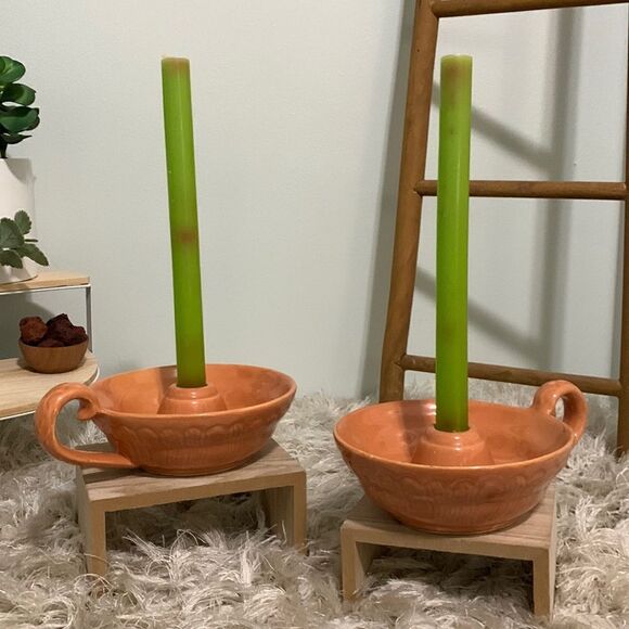 Shawnee Pottery Candleholders Vintage Pair - Picture 3 of 16